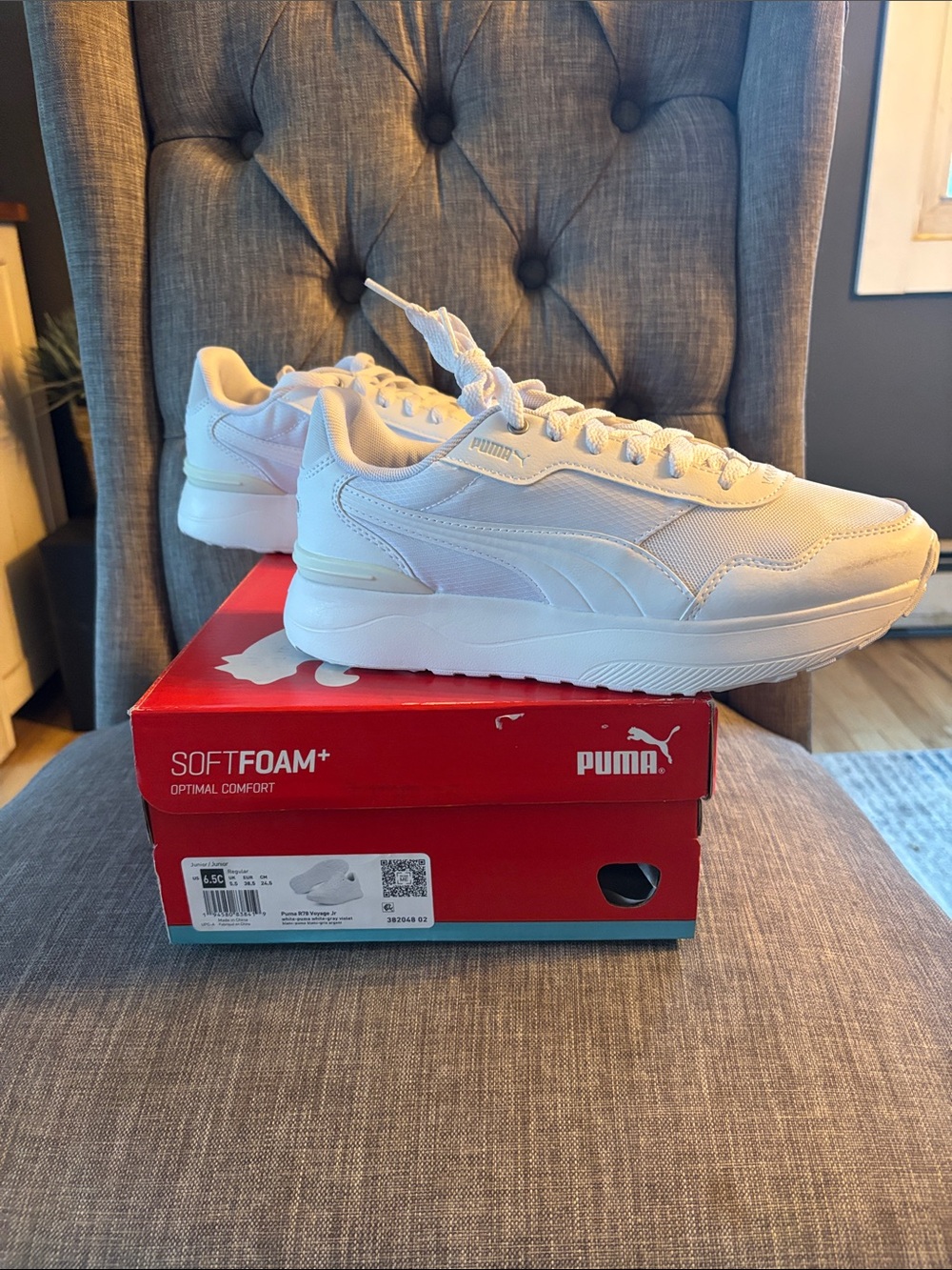 Puma Men’s All-White SoftFoam+ Low-Top Sneakers